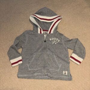 Roots Kids Gray and White Hoodie with Red Accents size 3T